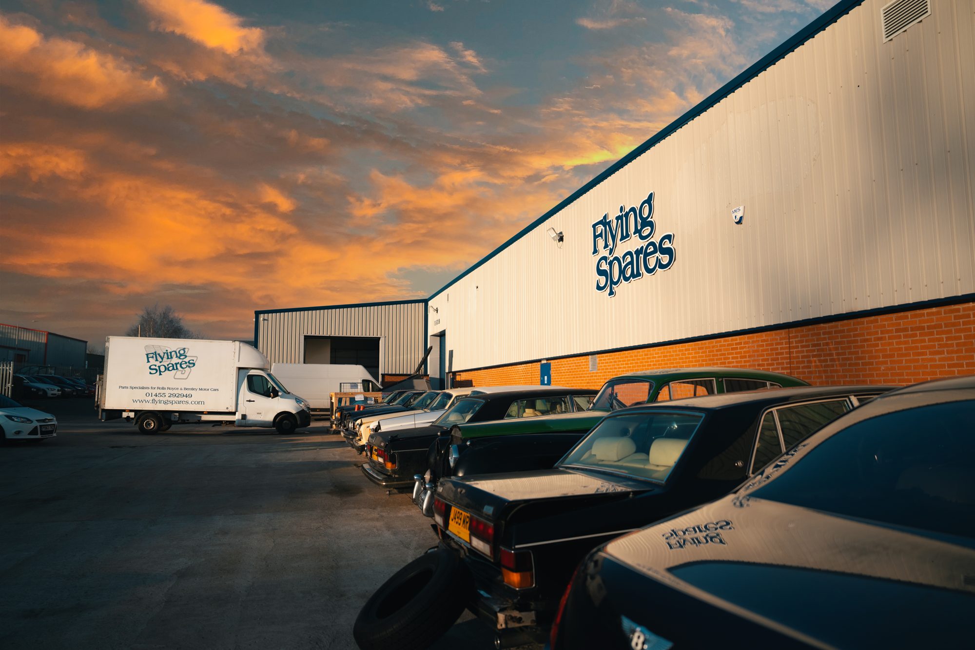 Completed Flying Spares industrial unit at Merrylees, exterior with building signage